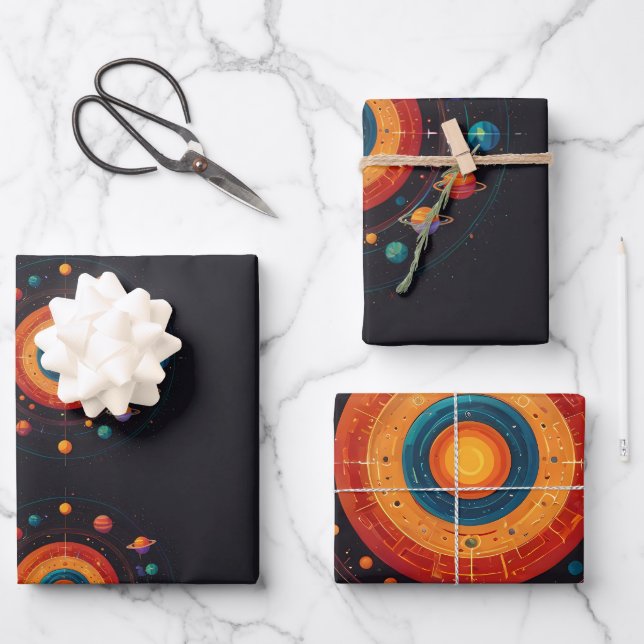 Cosmic Orbit Wrapping Paper Sheet (Front)
