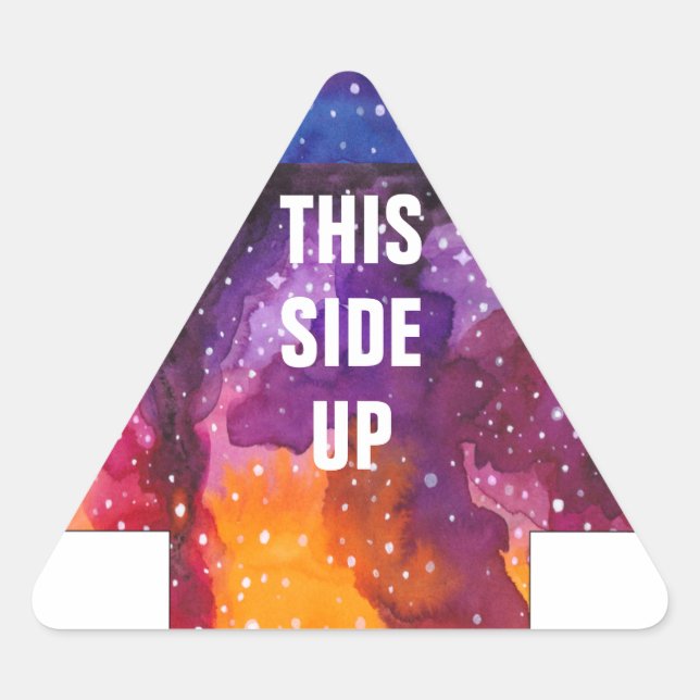 Cosmic Outer Space Moving Box Small This Side Up Triangle Sticker (Front)