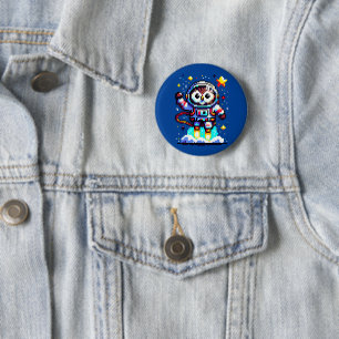 Cosmic Owl: 8-Bit Space Explorer 2 Inch Round Button