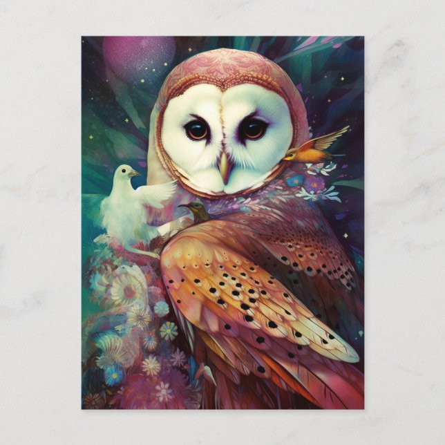 Cosmic Owl Fantasy Art Postcard (Front)
