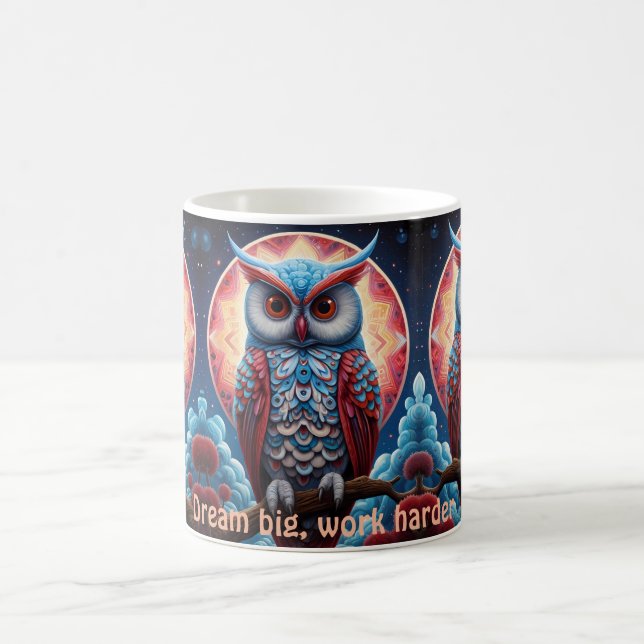 Cosmic Owl of Wisdom Inspirational coffee mugs (Center)