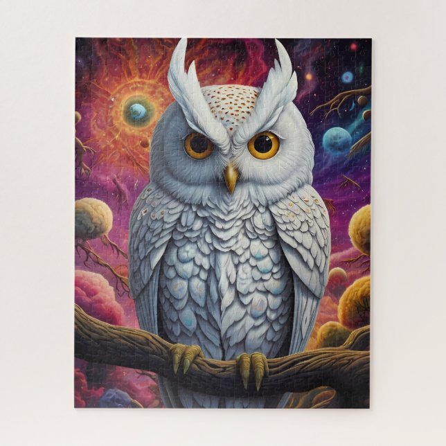 Cosmic Owl of Wisdom Jigsaw Puzzle (Vertical)