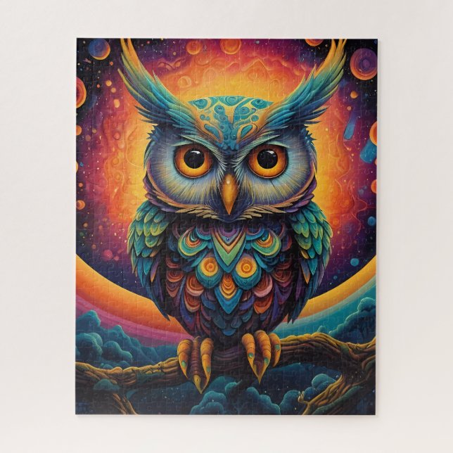 Cosmic Owl of Wisdom Jigsaw Puzzle (Vertical)
