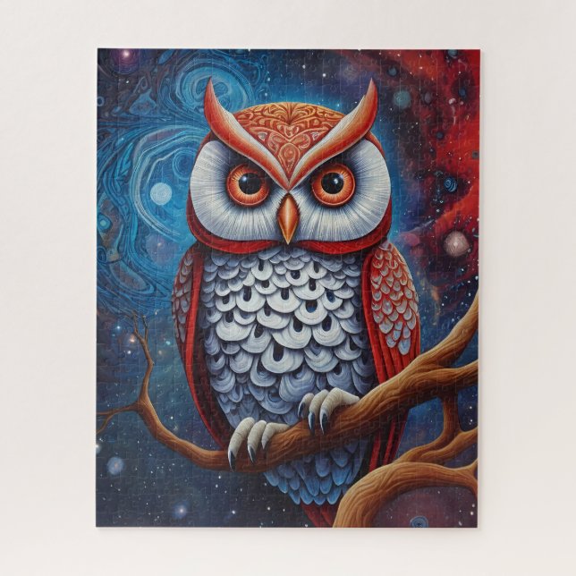 Cosmic Owl of Wisdom Jigsaw Puzzle (Vertical)