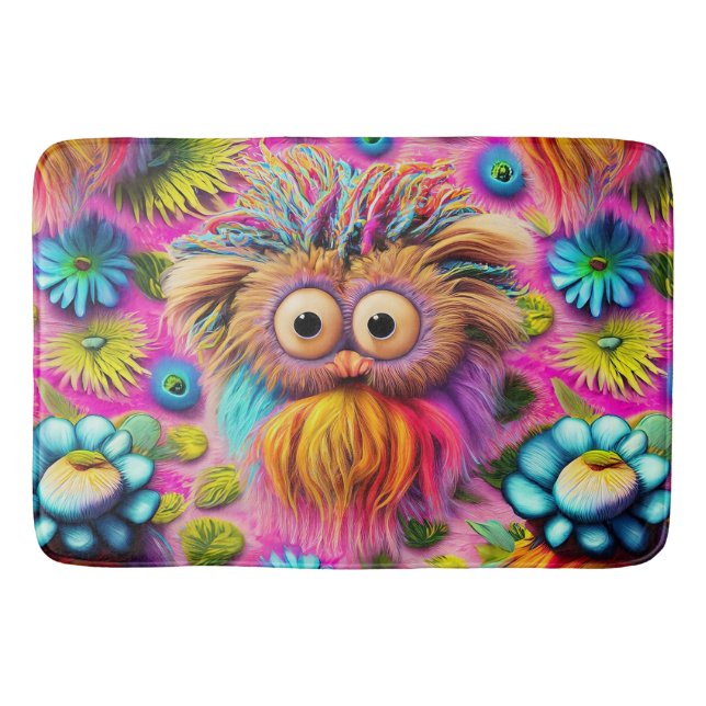 Cosmic Owl Trippy Hippie Psychedelic Original  Bath Mat (Front)