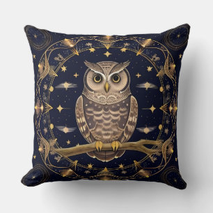 Cosmic Owl Unique Gift for Owl Lovers and Fantasy Throw Pillow