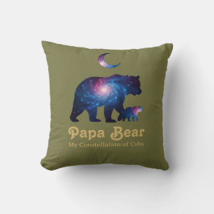 Cosmic Papa Bear & Cub Throw Pillow