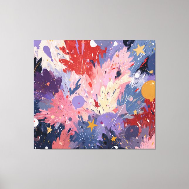 Cosmic Party Abstract Explosion Canvas Print (Front)
