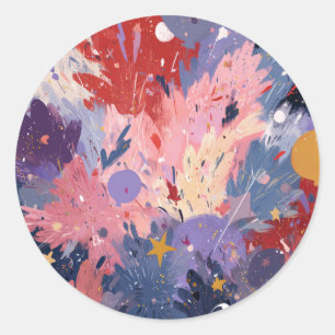 Cosmic Party Abstract Explosion Classic Round Sticker