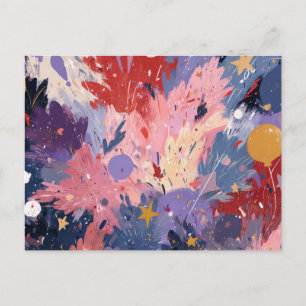 Cosmic Party Abstract Explosion Postcard