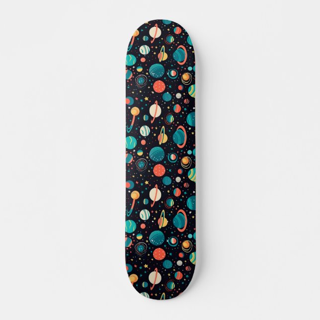 Cosmic Pattern Planets and Stars Skateboard (Front)
