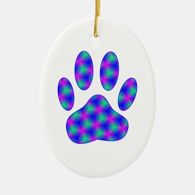 Cosmic Paw Print Ceramic Ornament (Front)