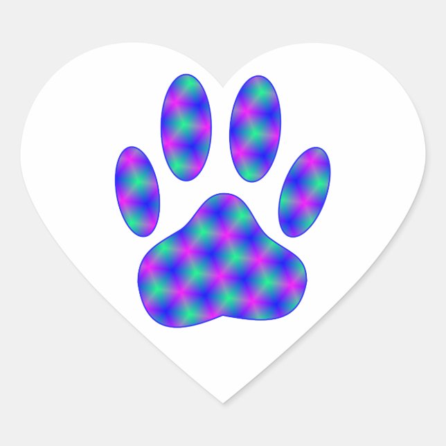 Cosmic Paw Print Heart Sticker (Front)