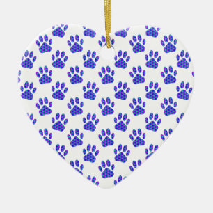 Cosmic Paw Print Pattern Ceramic Ornament