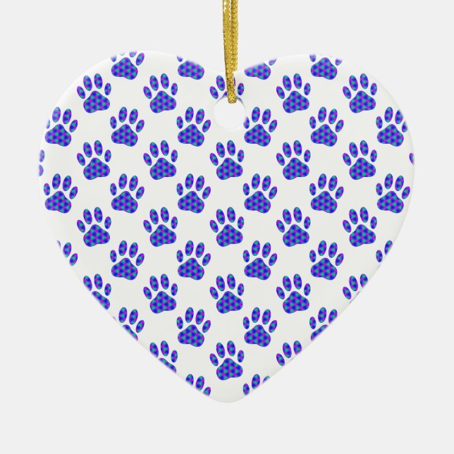 Cosmic Paw Print Pattern Ceramic Ornament (Front)