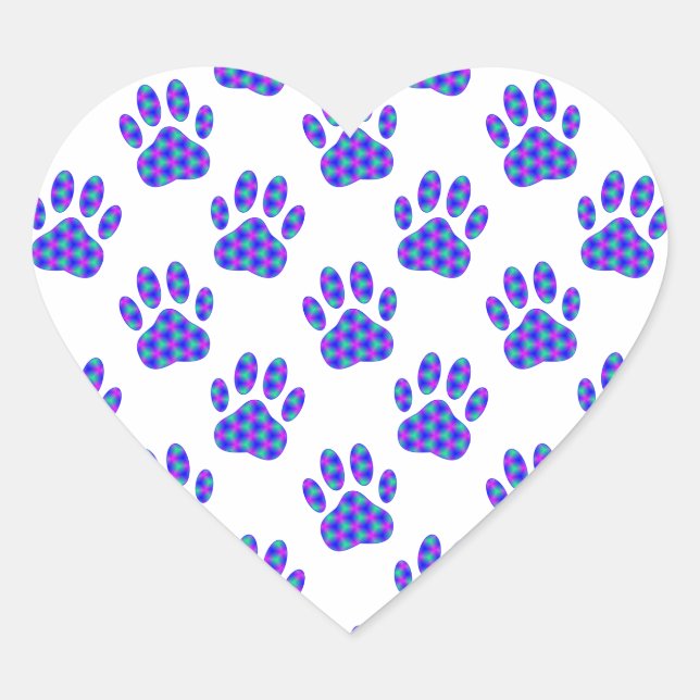 Cosmic Paw Print Pattern Heart Sticker (Front)