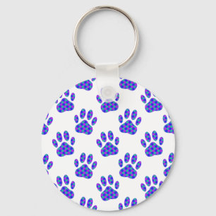 Cosmic Paw Print Pattern Keychain