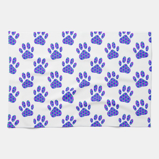 Cosmic Paw Print Pattern Kitchen Towel (Horizontal)