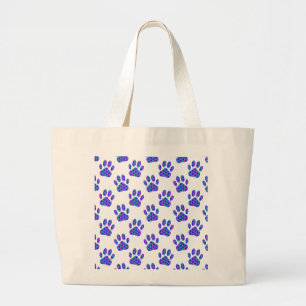 Cosmic Paw Print Pattern Large Tote Bag