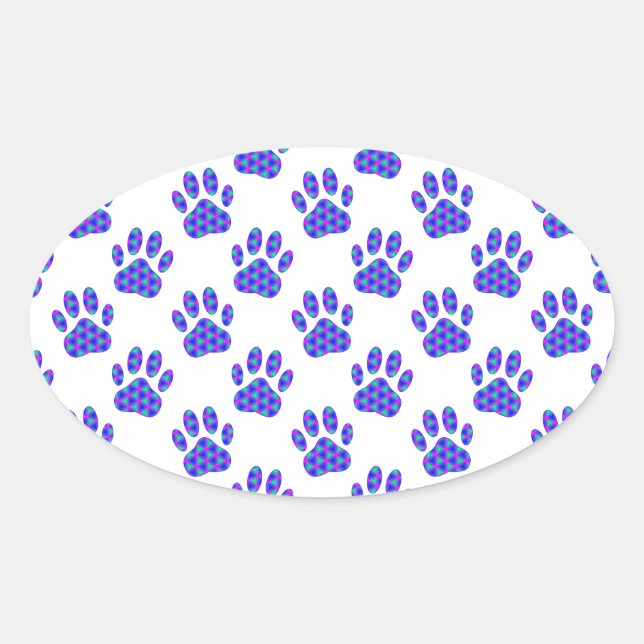 Cosmic Paw Print Pattern Oval Sticker (Front)