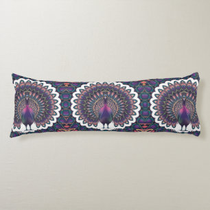 Cosmic Peacock Mandala  Body Pillow