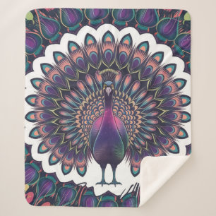 Cosmic Peacock Mandala Fleece Blanket