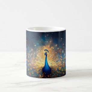 Cosmic Peacock with Starry Feathers Coffee Mug