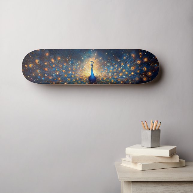Cosmic Peacock with Starry Feathers Skateboard (Wall Art (Horz))