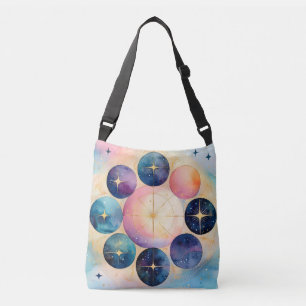 Cosmic Phase Celestial Art – Moon and Stars Crossbody Bag