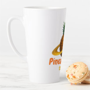 Cosmic Pineapple with Saturn Ring Orbit Latte Mug