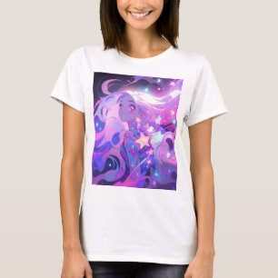 Cosmic Pink and Purple Anime Girl T-Shirt