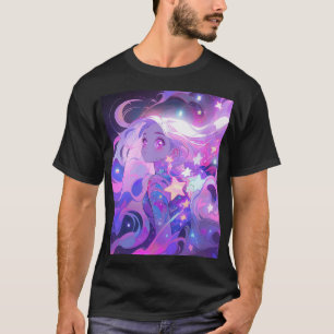 Cosmic Pink and Purple Anime Girl T-Shirt