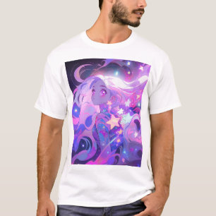Cosmic Pink and Purple Anime Girl T-Shirt