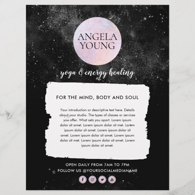 Cosmic Pink Moon Yoga, Life Coach, Astrologer Flyer (Front)