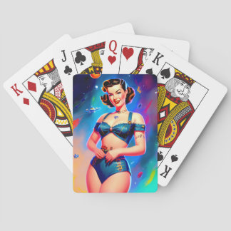 Cosmic Pinup Girl Playing Cards