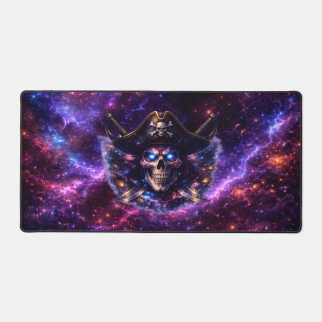 Cosmic Pirate Skull Galaxy Gaming Mouse Pad (Recto)