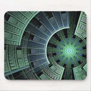 Cosmic Pod Green Geometric Design Mouse Pad