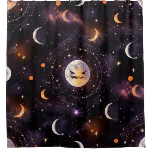 Cosmic Pumpkin Moon Bokeh - Spooky Celestial