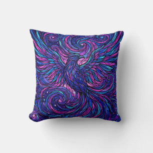 Cosmic Purple Bird Throw Pillow