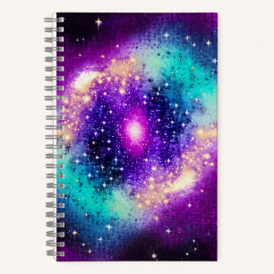 Cosmic Purple Blue and Gold Exploding Fun Galactic Notebook