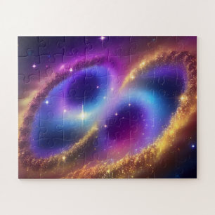 Cosmic Purple Figured Eight in Golden Time Galaxy Jigsaw Puzzle