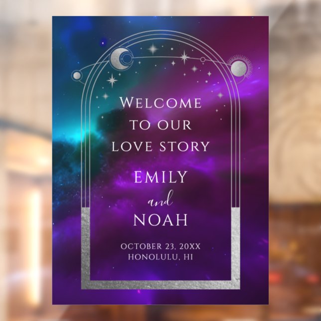 Cosmic Purple Teal Sun Moon Stars Welcome Sign (Sheet 2)