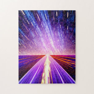 Cosmic Purple Time Travelling on Highway to Mars Jigsaw Puzzle