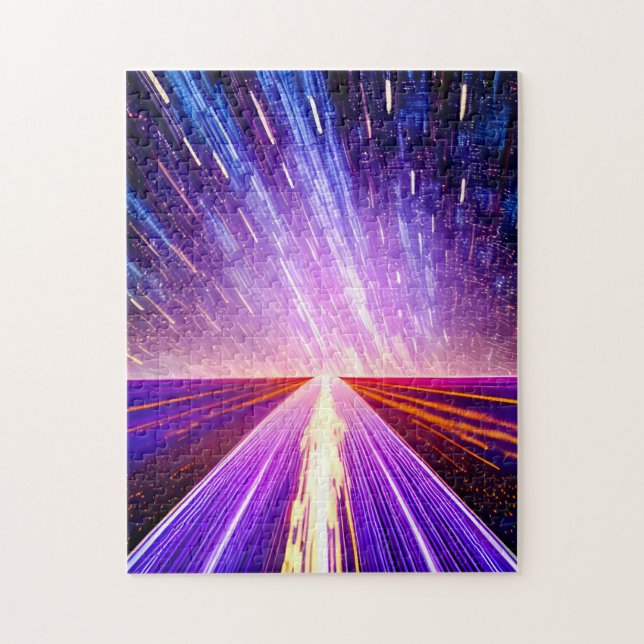Cosmic Purple Time Travelling on Highway to Mars Jigsaw Puzzle (Vertical)