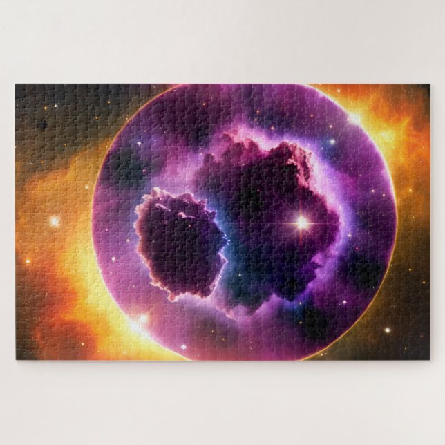 Cosmic Purple Window Circle into a Galactic Dream Jigsaw Puzzle (Horizontal)