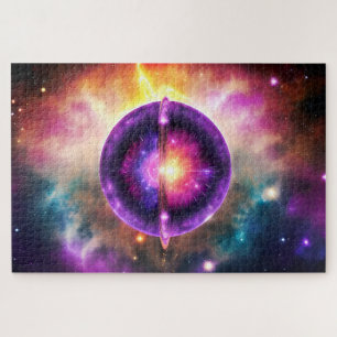 Cosmic Purple Yellow Mystical Celestial Object Jigsaw Puzzle