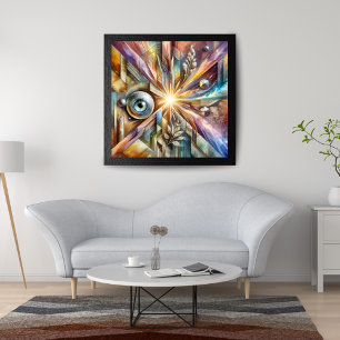 Cosmic Radiance Geometric Eye Abstract Art Canvas Print