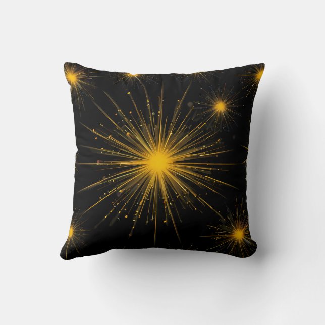 Cosmic Radiance Yellow Starburst Throw Pillow (Back)