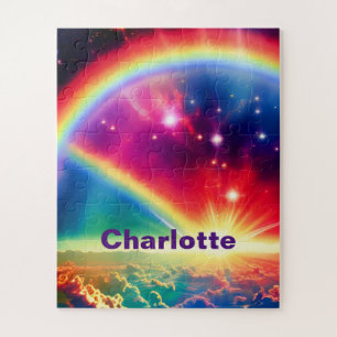 Cosmic Rainbow Hovers Above Fantasy Indigo Clouds Jigsaw Puzzle