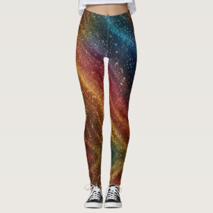 Cosmic Rainbow Iridescent Glitter  Leggings